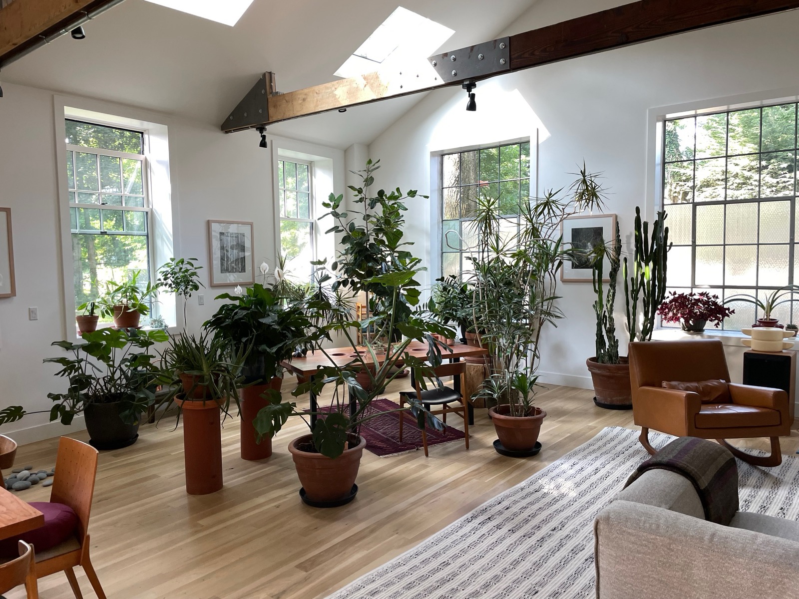 The indoor garden and living space of the Making & Being Retreat